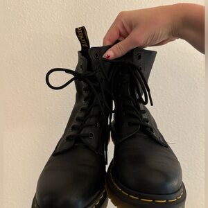 Size 8.5 Black leather Doc Martens shoes, barely worn!